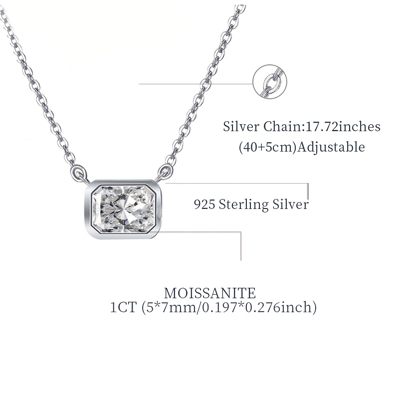 Women's 925 Sterling Silver Moissanite Necklace
